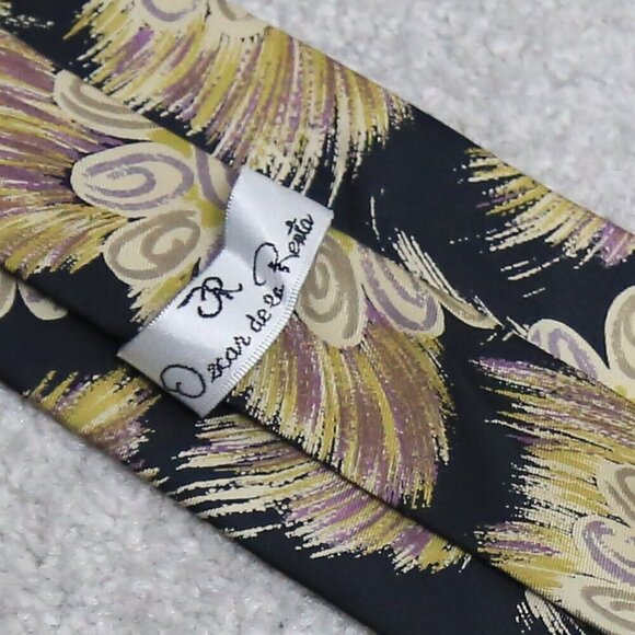 Oscar De La Renta 100% Silk Geometric Floral Printed Multicolor Men's Suit Tie - Picture 3 of 4